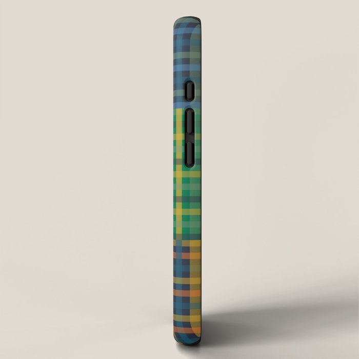 Gingham Patchwork Checkered Plaid Pattern Green Blue Orange iPhone Case Gallery Image 2
