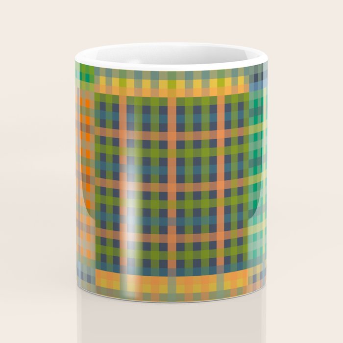 Gingham Patchwork Checkered Plaid Pattern Green Blue Orange Coffee Mug Gallery Image 4