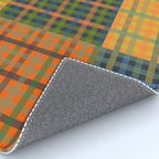 Gingham Patchwork Checkered Plaid Pattern Green Blue Orange Rug Gallery Image 4