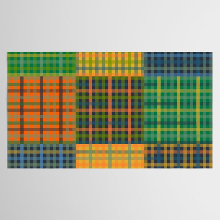 Gingham Patchwork Checkered Plaid Pattern Green Blue Orange Tablecloth Gallery Image 2