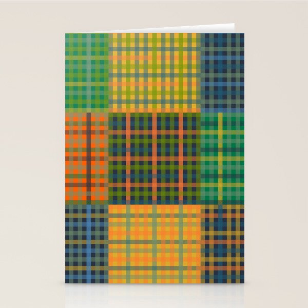 Gingham Patchwork Checkered Plaid Pattern Green Blue Orange Stationery Card Gallery Image 2