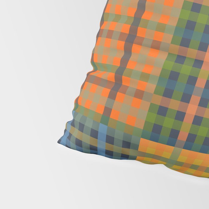 Gingham Patchwork Checkered Plaid Pattern Green Blue Orange Pillow Sham Gallery Image 4