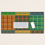 Gingham Patchwork Checkered Plaid Pattern Green Blue Orange Desk Mat Gallery Image 1