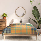 Gingham Patchwork Checkered Plaid Pattern Green Blue Orange Comforter Gallery Image 3