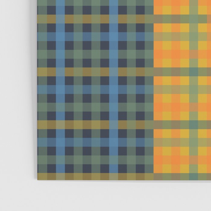 Gingham Patchwork Checkered Plaid Pattern Green Blue Orange Poster Gallery Image 3