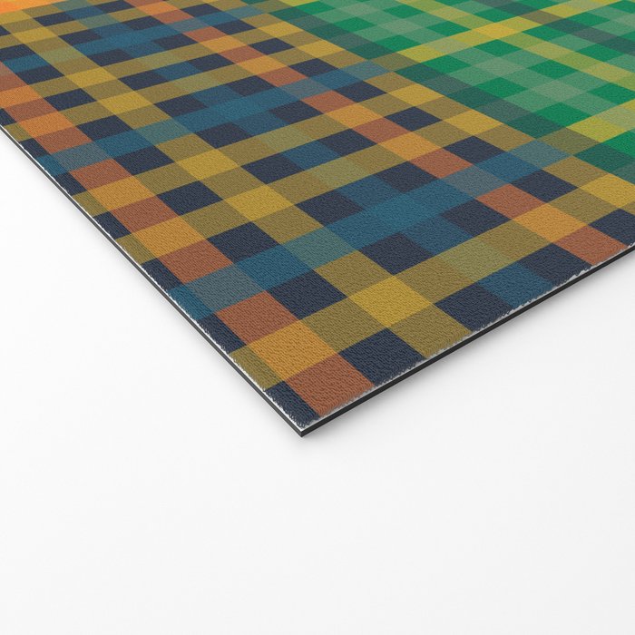 Gingham Patchwork Checkered Plaid Pattern Green Blue Orange Welcome Mat Gallery Image 2