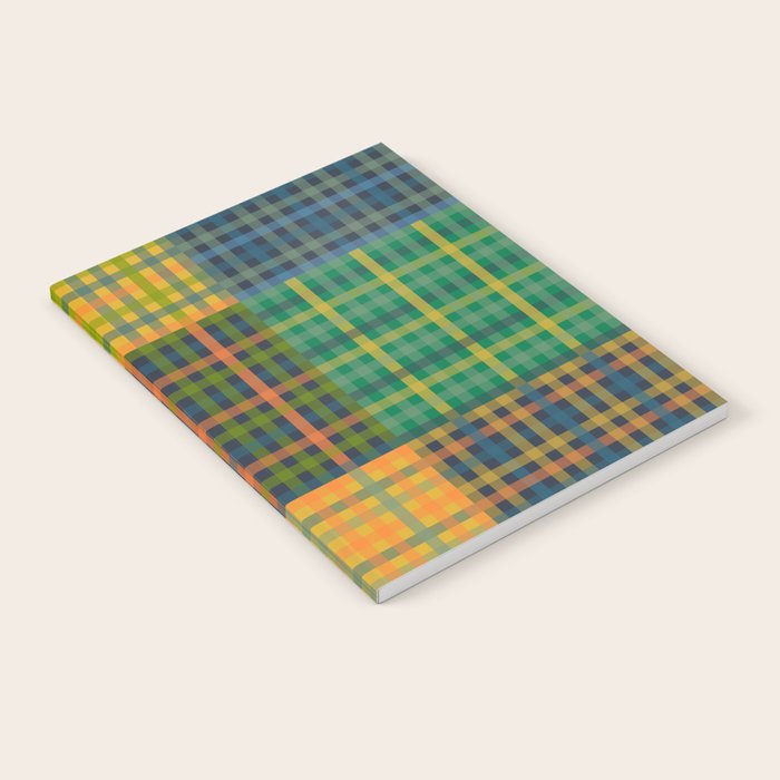 Gingham Patchwork Checkered Plaid Pattern Green Blue Orange Notebook Gallery Image 2
