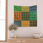 Gingham Patchwork Checkered Plaid Pattern Green Blue Orange Wall Tapestry Gallery Image 2