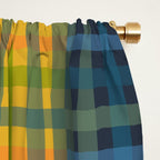 Gingham Patchwork Checkered Plaid Pattern Green Blue Orange Window Curtain Gallery Image 2