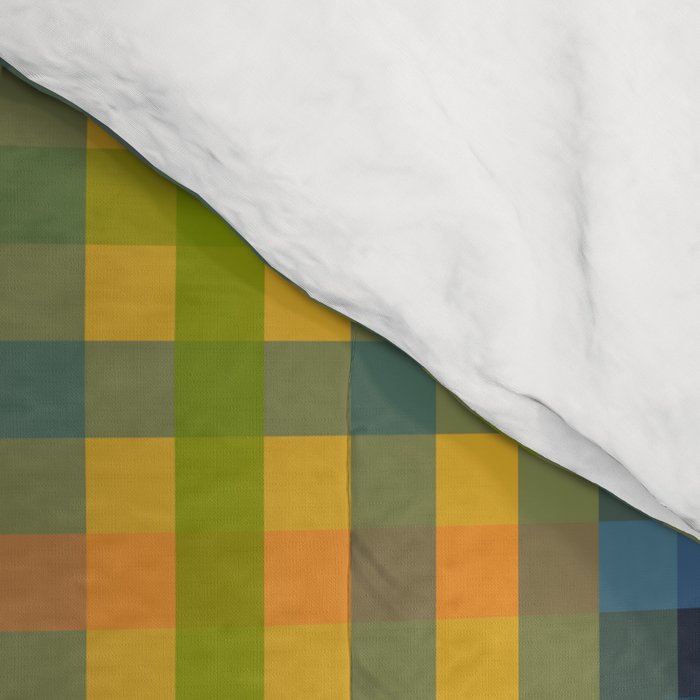 Gingham Patchwork Checkered Plaid Pattern Green Blue Orange Comforter Gallery Image 4