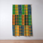Gingham Patchwork Checkered Plaid Pattern Green Blue Orange Window Curtain Gallery Image 3