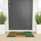 Gingham Patchwork Checkered Plaid Pattern Green Blue Orange Welcome Mat Gallery Image 3