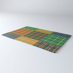 Gingham Patchwork Checkered Plaid Pattern Green Blue Orange Rug Gallery Image 3