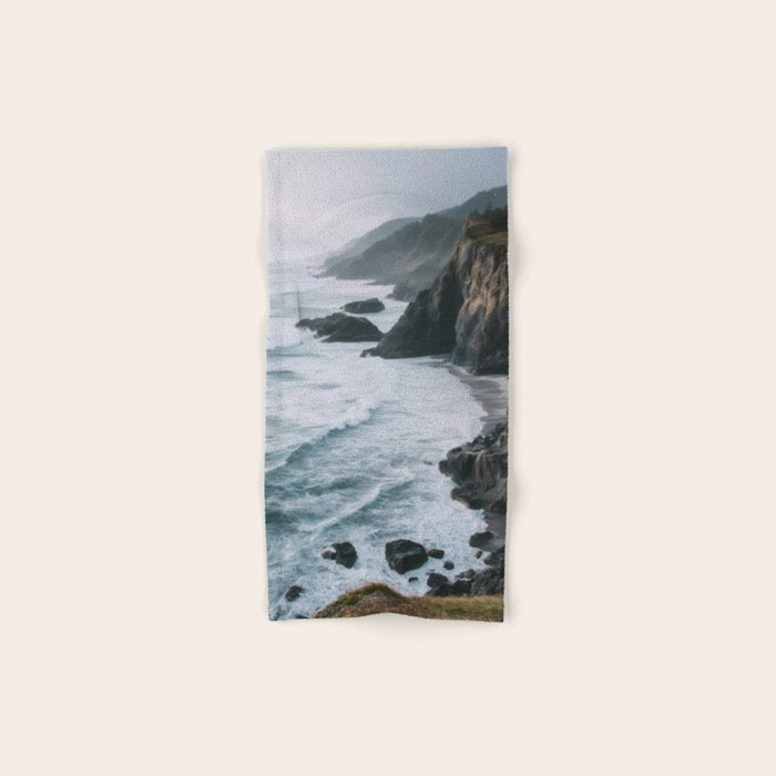 Waves Below Pines - Pacific Northwest Coast Wall Art Bath Towel Gallery Image 1