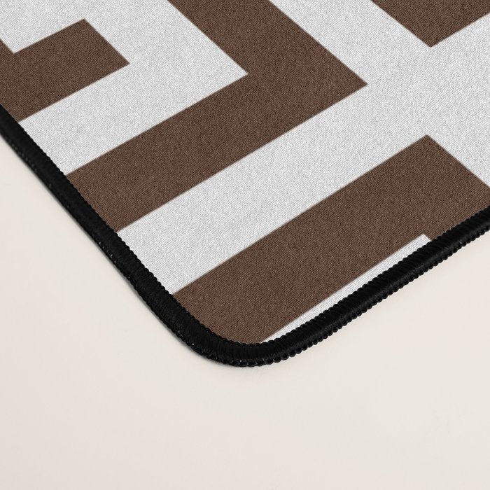Dark Brown and White Greek Key Pattern Desk Mat Gallery Image 4