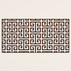 Dark Brown and White Greek Key Pattern Desk Mat Gallery Image 3