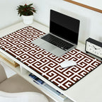 Dark Brown and White Greek Key Pattern Desk Mat Gallery Image 2