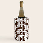 Dark Brown and White Greek Key Pattern Wine Chiller Gallery Image 2