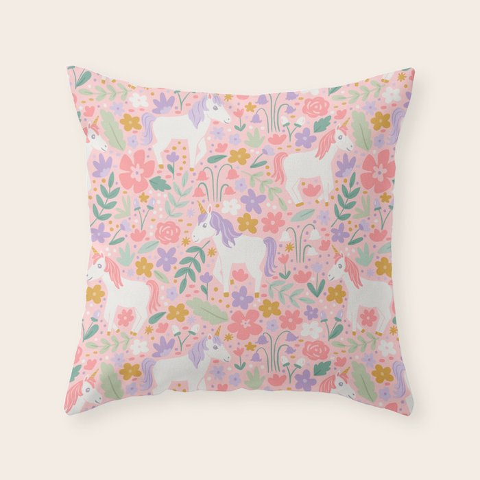 Unicorn Garden Throw Pillow Gallery Image 6