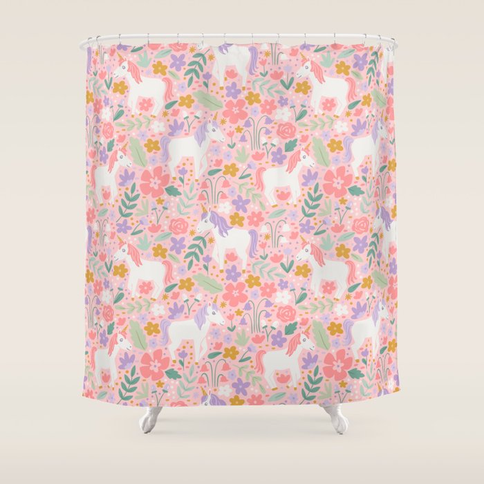 Unicorn Garden Shower Curtain Gallery Image 1