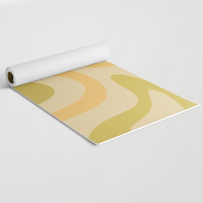 Retro Liquid Swirl Abstract Pattern Square Avocado Lemon Yoga Mat Gallery Image 2