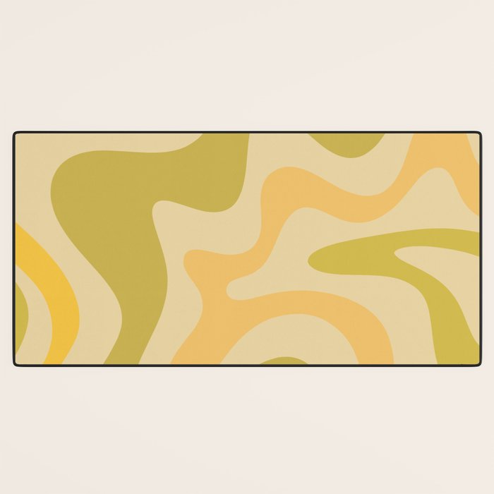 Retro Liquid Swirl Abstract Pattern Square Avocado Lemon Desk Mat Gallery Image 3