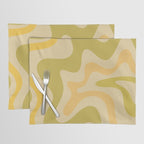 Retro Liquid Swirl Abstract Pattern Square Avocado Lemon Placemat Gallery Image 1