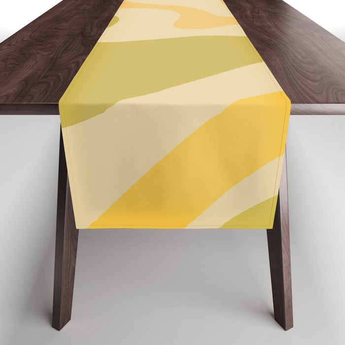 Retro Liquid Swirl Abstract Pattern Square Avocado Lemon Table Runner Gallery Image 1