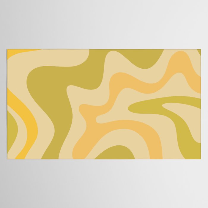 Retro Liquid Swirl Abstract Pattern Square Avocado Lemon Tablecloth Gallery Image 2