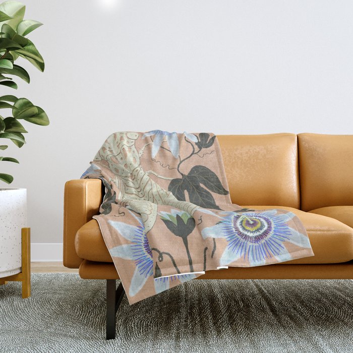 Cicada and Passionflower Throw Blanket Gallery Image 1