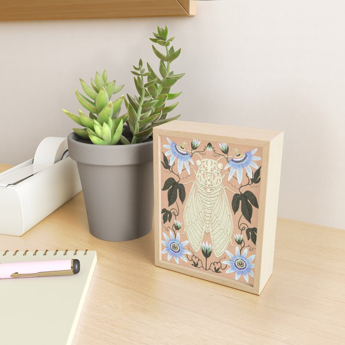Cicada and Passionflower Mini Art Print Gallery Image 2
