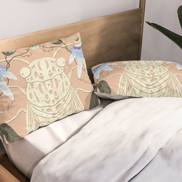 Cicada and Passionflower Pillow Sham Gallery Image 2