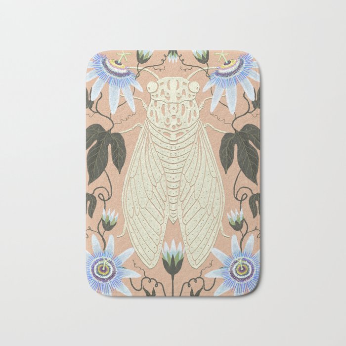 Cicada and Passionflower Bath Mat Gallery Image 1