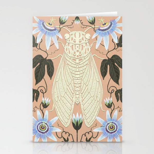 Cicada and Passionflower Stationery Card Gallery Image 1