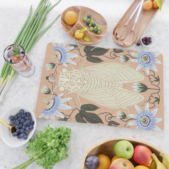 Cicada and Passionflower Cutting Board Gallery Image 2