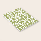 Mid Century Modern Piquet Multi Geometric Pattern in Mid Mod Martini Olive Green and White Notebook Gallery Image 3