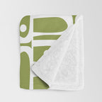 Mid Century Modern Piquet Multi Geometric Pattern in Mid Mod Martini Olive Green and White Throw Blanket Gallery Image 3
