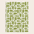Mid Century Modern Piquet Multi Geometric Pattern in Mid Mod Martini Olive Green and White Poster Gallery Image 4