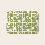 Mid Century Modern Piquet Multi Geometric Pattern in Mid Mod Martini Olive Green and White Bath Mat Gallery Image 1