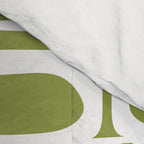 Mid Century Modern Piquet Multi Geometric Pattern in Mid Mod Martini Olive Green and White Comforter Gallery Image 4