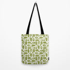 Mid Century Modern Piquet Multi Geometric Pattern in Mid Mod Martini Olive Green and White Tote Bag Gallery Image 2