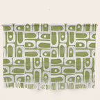 Mid Century Modern Piquet Multi Geometric Pattern in Mid Mod Martini Olive Green and White Wall Hanging Gallery Image 1