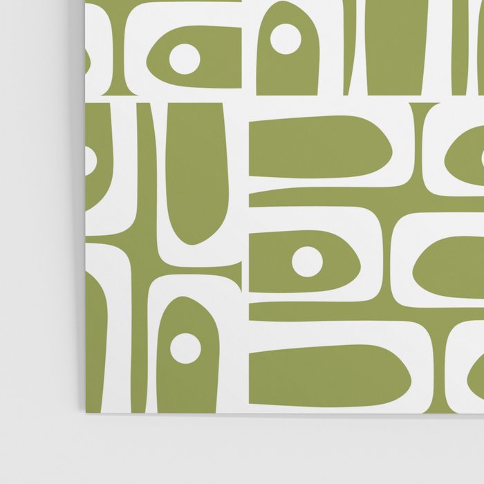 Mid Century Modern Piquet Multi Geometric Pattern in Mid Mod Martini Olive Green and White Poster Gallery Image 3