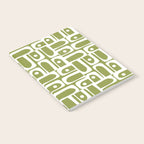 Mid Century Modern Piquet Multi Geometric Pattern in Mid Mod Martini Olive Green and White Notebook Gallery Image 2
