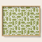 Mid Century Modern Piquet Multi Geometric Pattern in Mid Mod Martini Olive Green and White Serving Tray Gallery Image 1