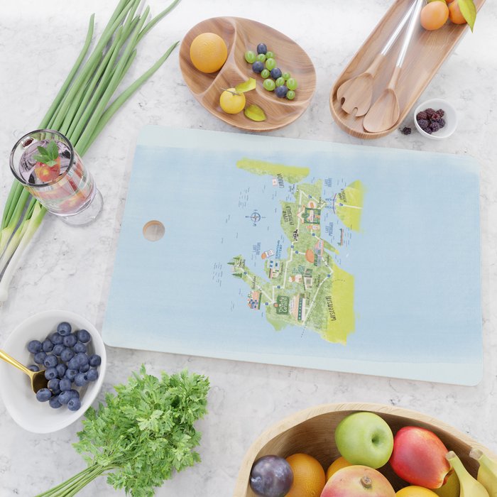 Map of Northern Michigan - Pasty Tour in Blue Cutting Board Gallery Image 2