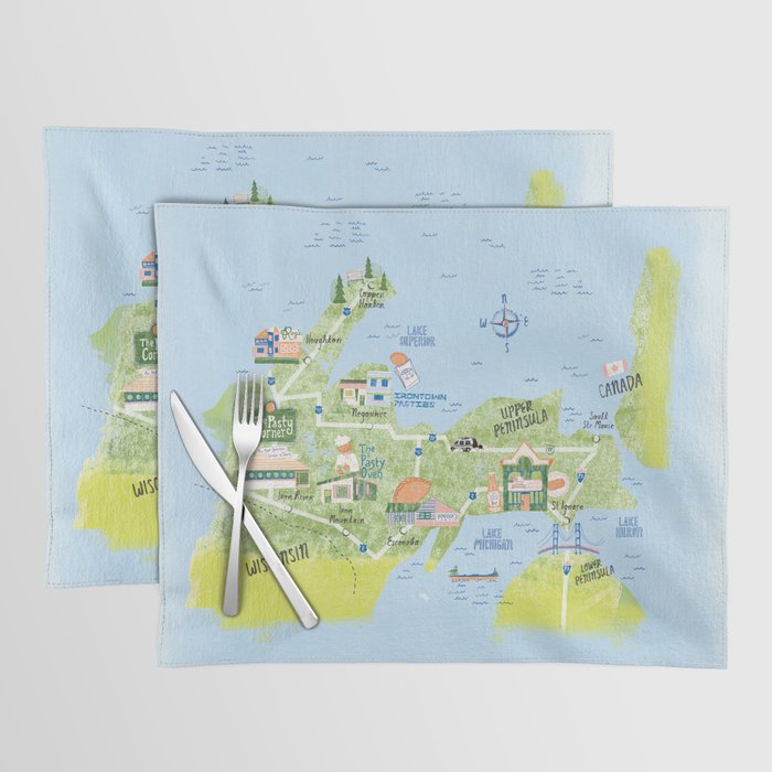 Map of Northern Michigan - Pasty Tour in Blue Placemat Gallery Image 1