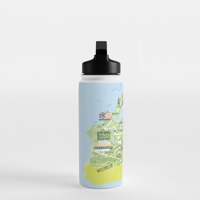 Map of Northern Michigan - Pasty Tour in Blue Water Bottle Gallery Image 3