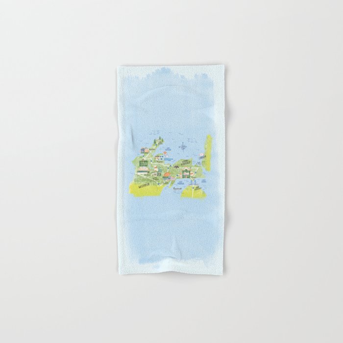 Map of Northern Michigan - Pasty Tour in Blue Bath Towel Gallery Image 1
