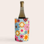 Cheerful Floral Retro Garden 60s 70s Pattern in Ice Blue Orange Pink Wine Chiller Gallery Image 1